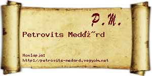 Petrovits Medárd névjegykártya
